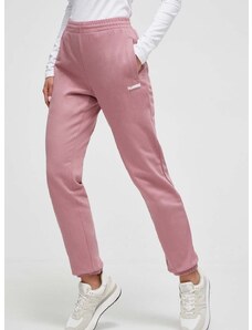Βαμβακερό παντελόνι Hummel χρώμα: ροζ