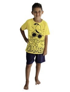Galaxy Καλοκαιρινή Παιδική Βαμβακερή Πιτζάμα για Αγόρια Donald Κίτρινη με μπλε Σορτς 300-21