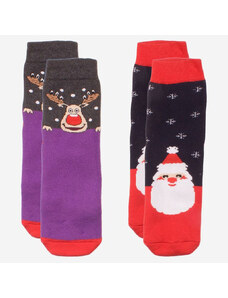P.R.C Χριστουγεννιάτικο Δώρο Κάλτσες σε συσκευασία δώρου Σετ 2 τεμ. Μωβ RUDOLF