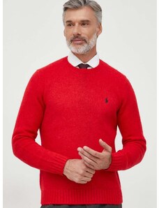 Μάλλινο πουλόβερ Polo Ralph Lauren ανδρικά, χρώμα: κόκκινο