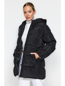 Trendyol μαύρο κουκουλοφόρο υδατοαπωθητικό διογκώσιμο παλτό