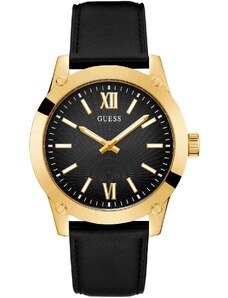 GUESS Crescent Mens - GW0628G2, Gold case with Black Leather Strap