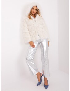 Fashionhunters Ecru transitional jacket made of eco-fur