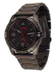 HUGO Αναλογικό ρολόι γκρι / κόκκινο / μαύρο