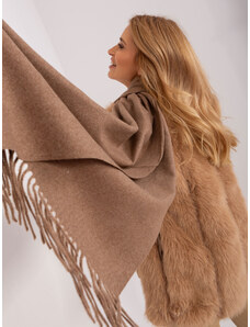 Fashionhunters Dark brown scarf with fringe