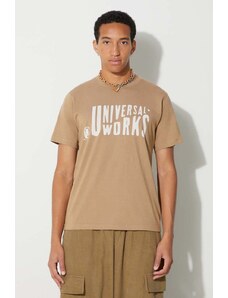 Βαμβακερό μπλουζάκι Universal Works Mystery Train Print Tee ανδρικό, χρώμα: μπεζ, 29182