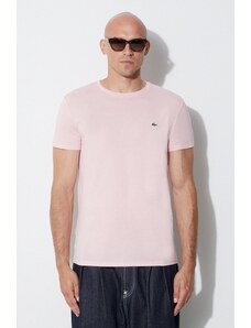 Βαμβακερό μπλουζάκι Lacoste ανδρικά, χρώμα ροζ TH6709-001.