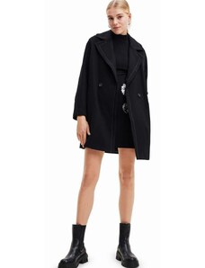 Παλτό Desigual 23WWEWAU WOMAN WOVEN OVERCOAT χρώμα: μαύρο