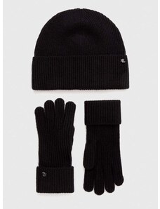 Μάλλινο καπέλο και γάντια Lauren Ralph Lauren χρώμα: μαύρο
