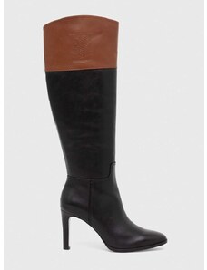 Δερμάτινες μπότες Lauren Ralph Lauren Page γυναικείες, χρώμα: μαύρο, 802915403004 F3802915403004