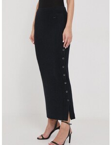 Μάλλινη φούστα Calvin Klein χρώμα: μαύρο