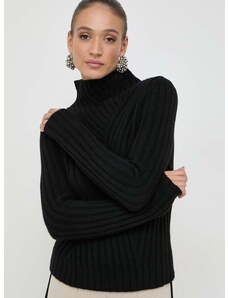 Μάλλινο πουλόβερ BOSS γυναικεία, χρώμα: μαύρο