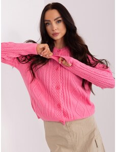 Fashionhunters Pink knitted sweater with buttons