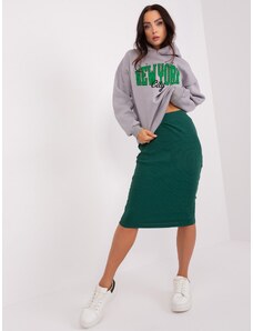 Fashionhunters Dark green striped knit skirt
