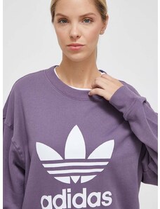 Βαμβακερή μπλούζα adidas Originals γυναικεία, χρώμα: μοβ