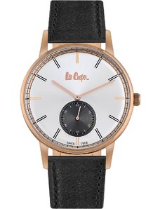 LEE COOPER Mens - LC06673.431, Rose Gold case with Black Leather Strap