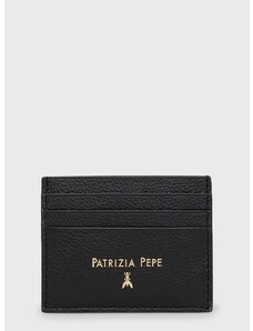 Δερμάτινη θήκη για κάρτες Patrizia Pepe χρώμα: μαύρο