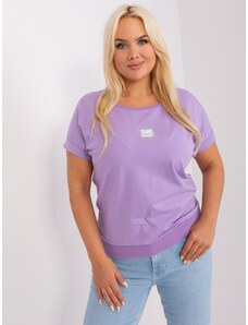 Fashionhunters Purple plus size blouse with rhinestones