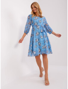 Fashionhunters Blue oversize dress with floral print