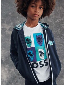 Παιδική μπλούζα BOSS χρώμα: ναυτικό μπλε, με κουκούλα