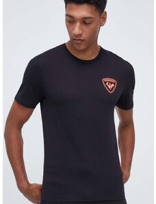 Βαμβακερό μπλουζάκι Rossignol HERO ανδρικό, χρώμα: μαύρο