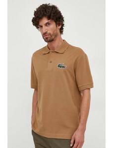 Βαμβακερό μπλουζάκι πόλο Lacoste χρώμα μπεζ