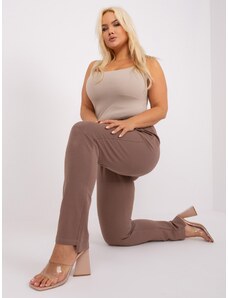 Fashionhunters Brown women's cotton sweatpants plus size