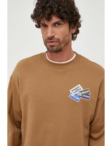 Βαμβακερή μπλούζα Lacoste χρώμα: μπεζ