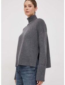 Μάλλινο πουλόβερ Calvin Klein γυναικεία, χρώμα: γκρι