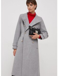 Μάλλινο παλτό DKNY χρώμα: γκρι