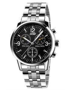 SKMEI 9070 Ανδρικό Ρολόι Silver Black
