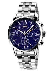SKMEI 9070 Ανδρικό Ρολόι Silver Blue