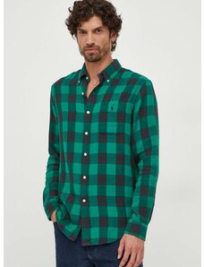 Βαμβακερό πουκάμισο Polo Ralph Lauren ανδρικό, χρώμα: πράσινο
