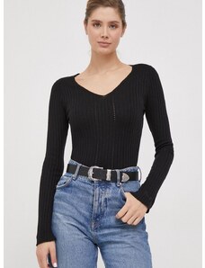 Πουλόβερ με προσθήκη μαλλιού Pepe Jeans γυναικεία, χρώμα: μαύρο