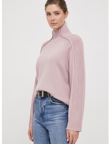 Μάλλινο πουλόβερ Calvin Klein γυναικεία, χρώμα: ροζ