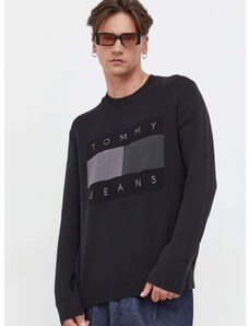 Βαμβακερό πουλόβερ Tommy Jeans χρώμα: μαύρο
