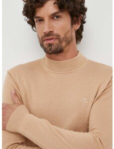 Μάλλινο πουλόβερ Karl Lagerfeld ανδρικά, χρώμα: μπεζ