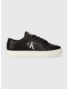 Δερμάτινα αθλητικά παπούτσια Calvin Klein Jeans CLASSIC CUPSOLE LACEUP LTH WN CLASSIC CUPSOLE LACE UP χρώμα: μαύρο, YW0YW01269 YW0YW01269