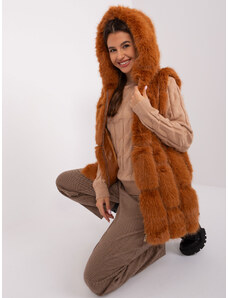 Fashionhunters Light brown fur vest with pockets