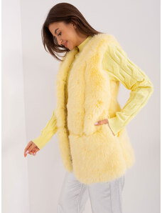 Fashionhunters Light yellow vest made of eco-fur