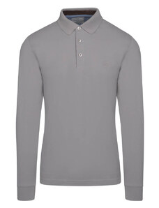 Prince Oliver Signature Long Sleeve Polo Γκρι Ανοιχτό (Modern Fit)