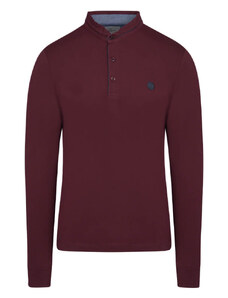 Prince Oliver Signature Long Sleeve Mao Polo Μπορντώ (Modern Fit)