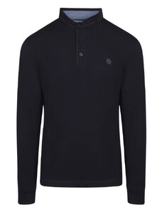 Prince Oliver Signature Long Sleeve Mao Polo Μπλε Σκούρο (Modern Fit)