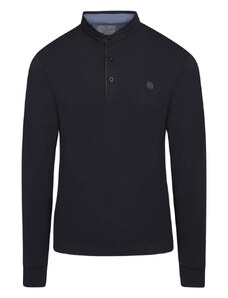 Prince Oliver Signature Long Sleeve Mao Polo Μαύρο (Modern Fit)