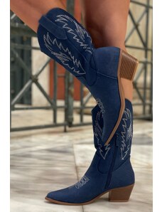 issue Μπότες Jean με κέντημα - Μπλε - 036011