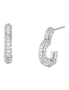 MICHAEL KORS Earring Premium Kors Love Sterling Silver Half Hoop Zircons | Silver Plated MKC1650CZ040