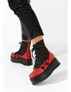 Zapatos Γυναικεία δερμάτινα μποτάκια Amelia κοκκινο