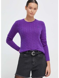 Μάλλινο πουλόβερ Polo Ralph Lauren γυναικεία, χρώμα: μοβ