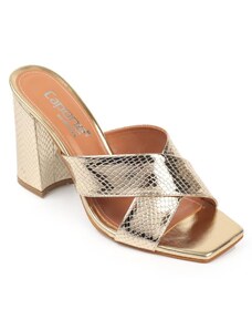 Capone Outfitters Capone 015 Heels, Flat Toe Gold Women's Slippers.