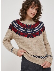 Μάλλινο πουλόβερ Polo Ralph Lauren γυναικεία, χρώμα: μπεζ
